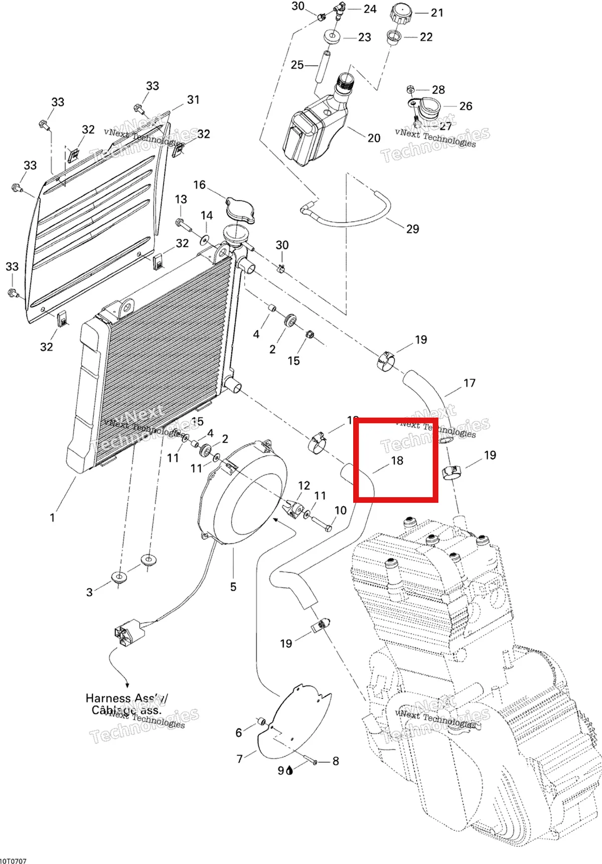 Деталь 709200022 на схеме узла 2007 Can-Am DS 650 X Cooling System