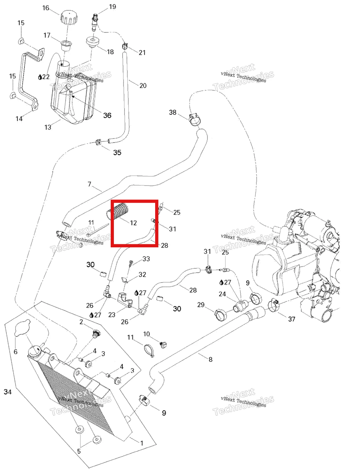 Деталь 709200031 на схеме узла 2007 Can-Am Rally 175 Cooling System