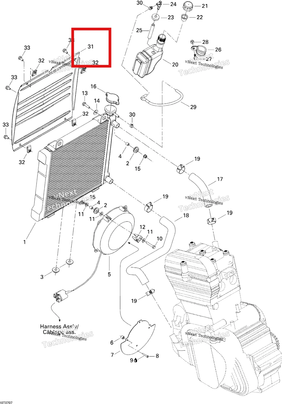 Деталь 709200037 на схеме узла 2007 Can-Am DS 650 X Cooling System