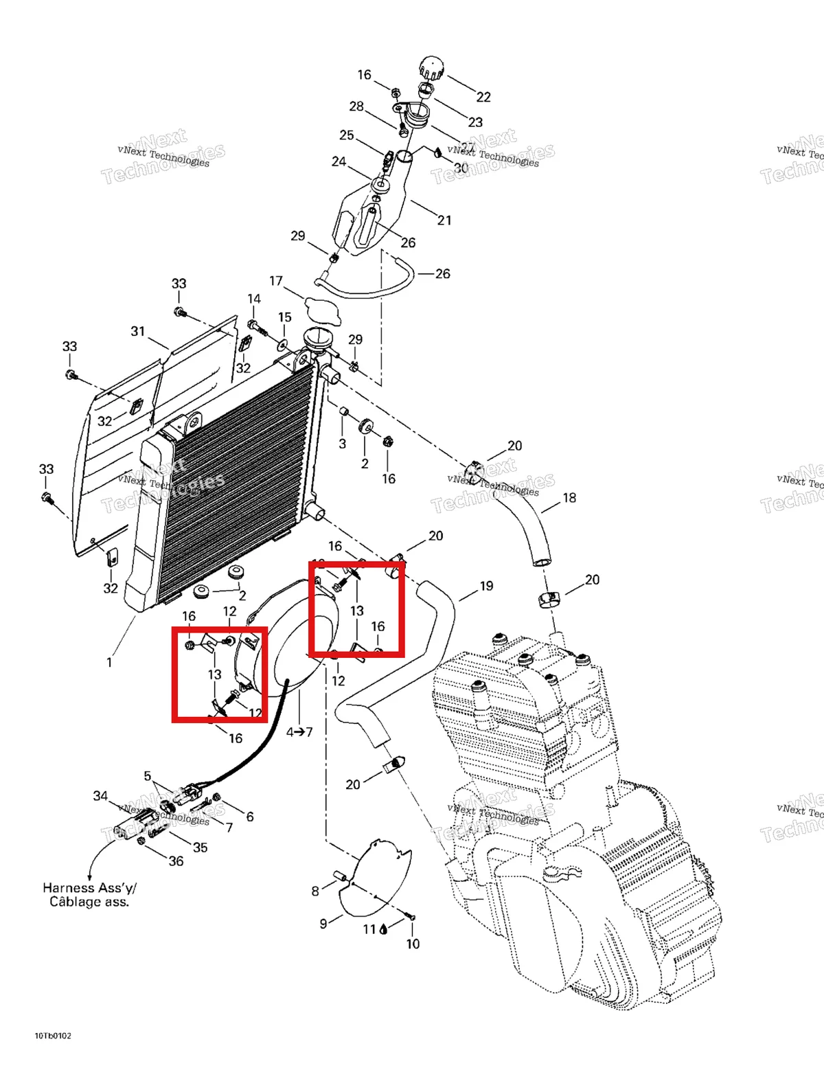 Деталь 709200046 на схеме узла 2001 Can-Am DS 650, 7404 Cooling System