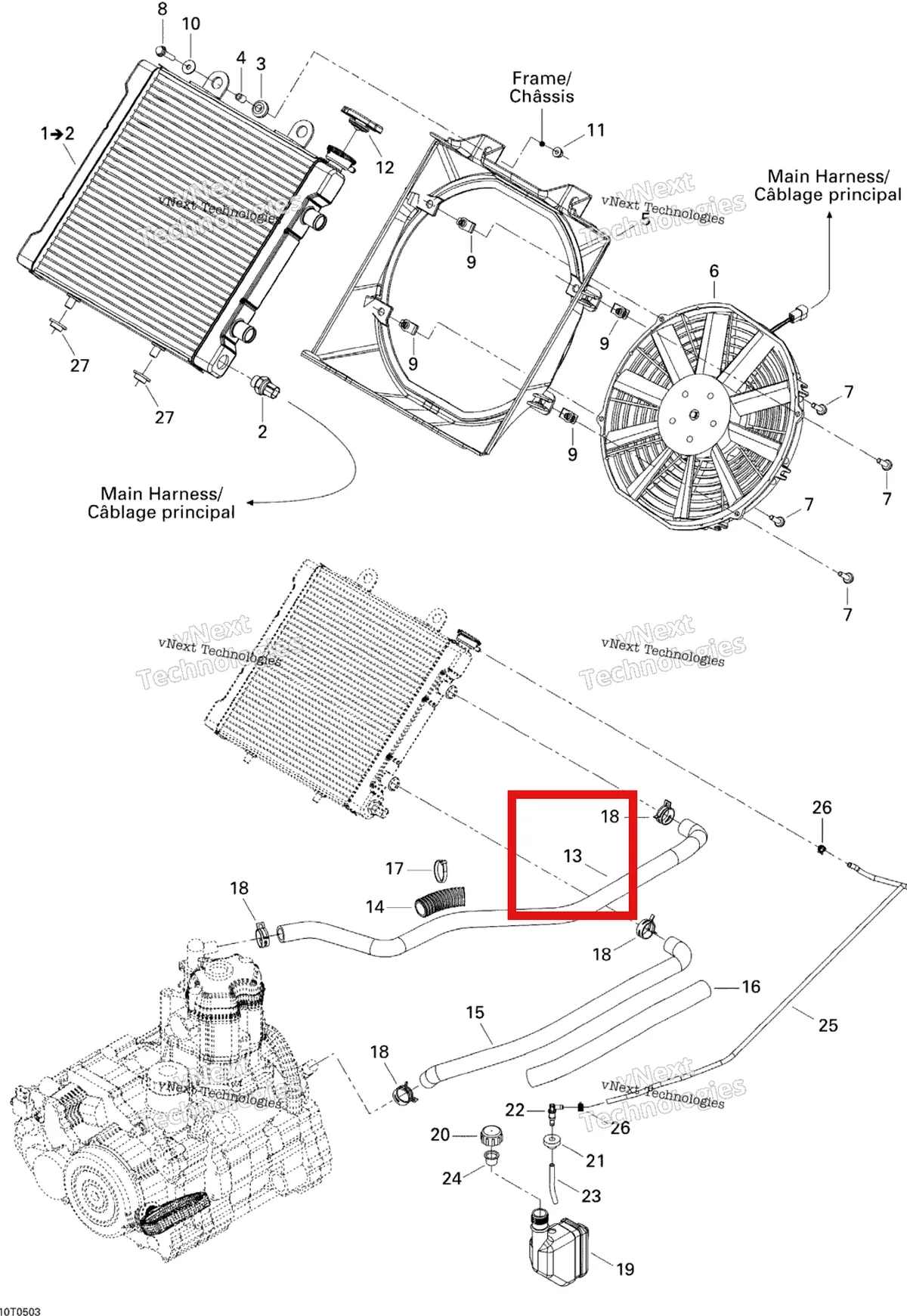 Деталь 709200052 на схеме узла 2005 Can-Am Traxter XL Cooling System