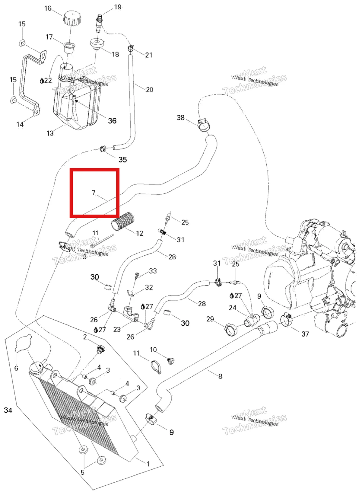 Деталь 709200066 на схеме узла 2007 Can-Am Rally 175 Cooling System