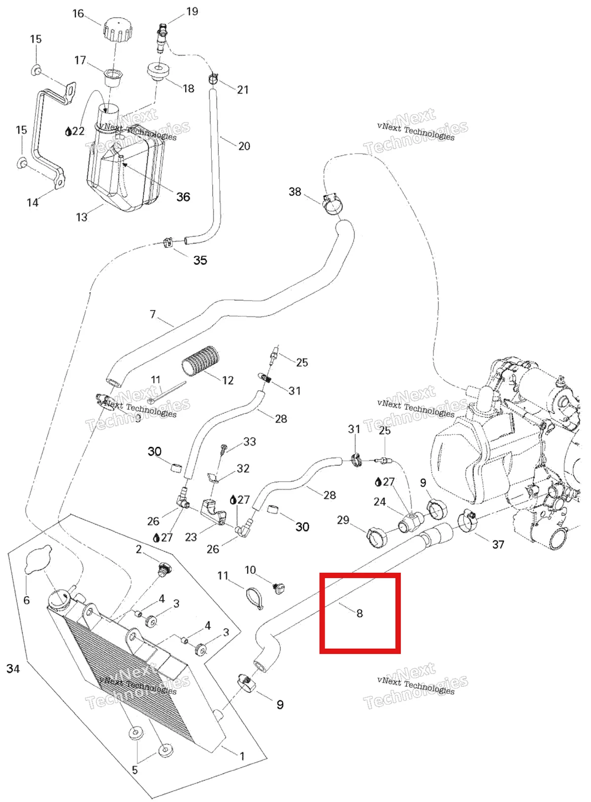 Деталь 709200067 на схеме узла 2007 Can-Am Rally 175 Cooling System