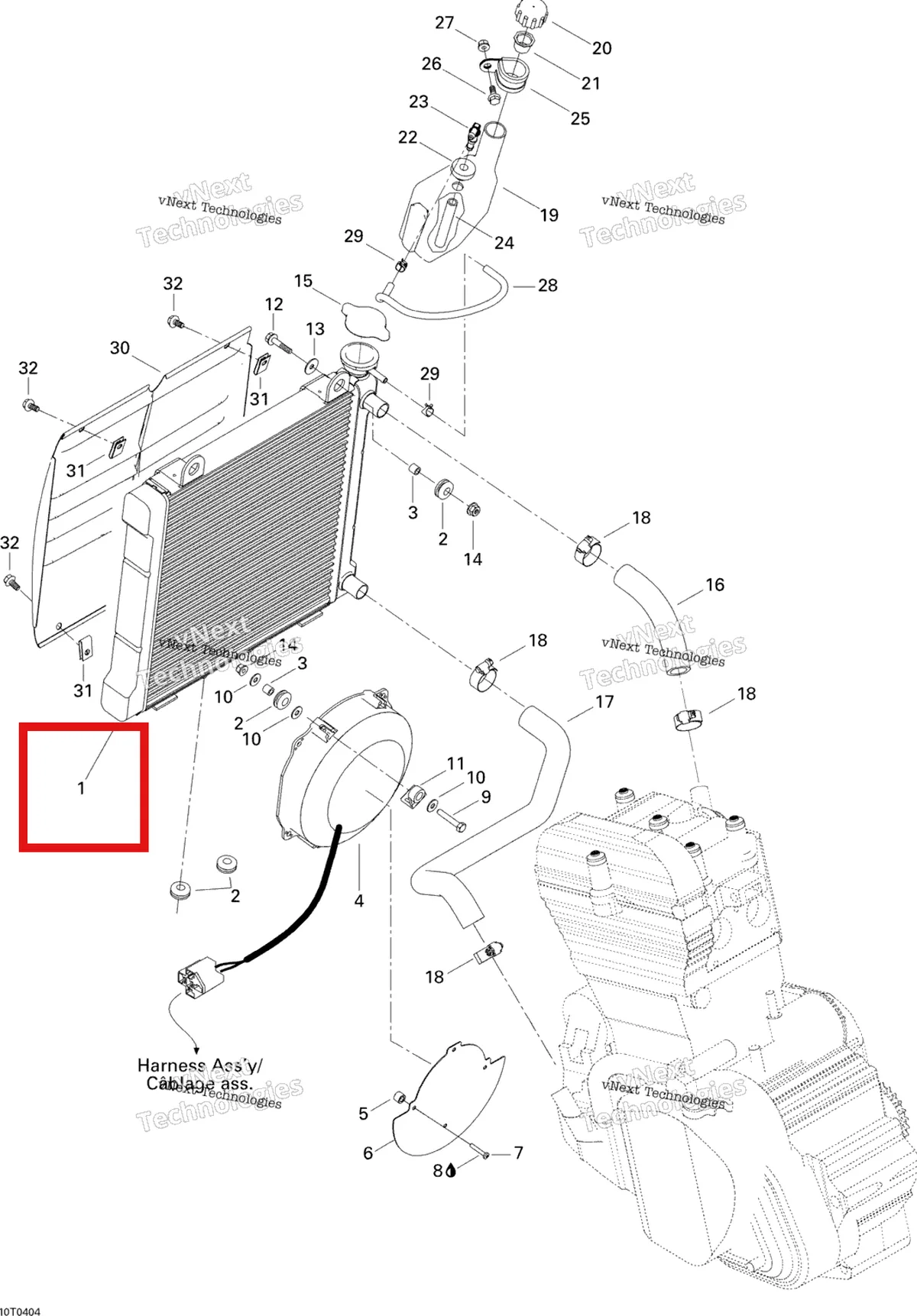 Деталь 709200070 на схеме узла 2004 Can-Am DS 650/DS 650 Baja/X Cooling System