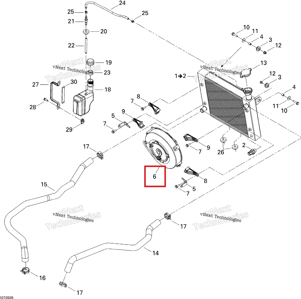 Деталь 709200075 на схеме узла 2005 Can-Am Outlander 330/400 STD 2 X 4 Cooling System