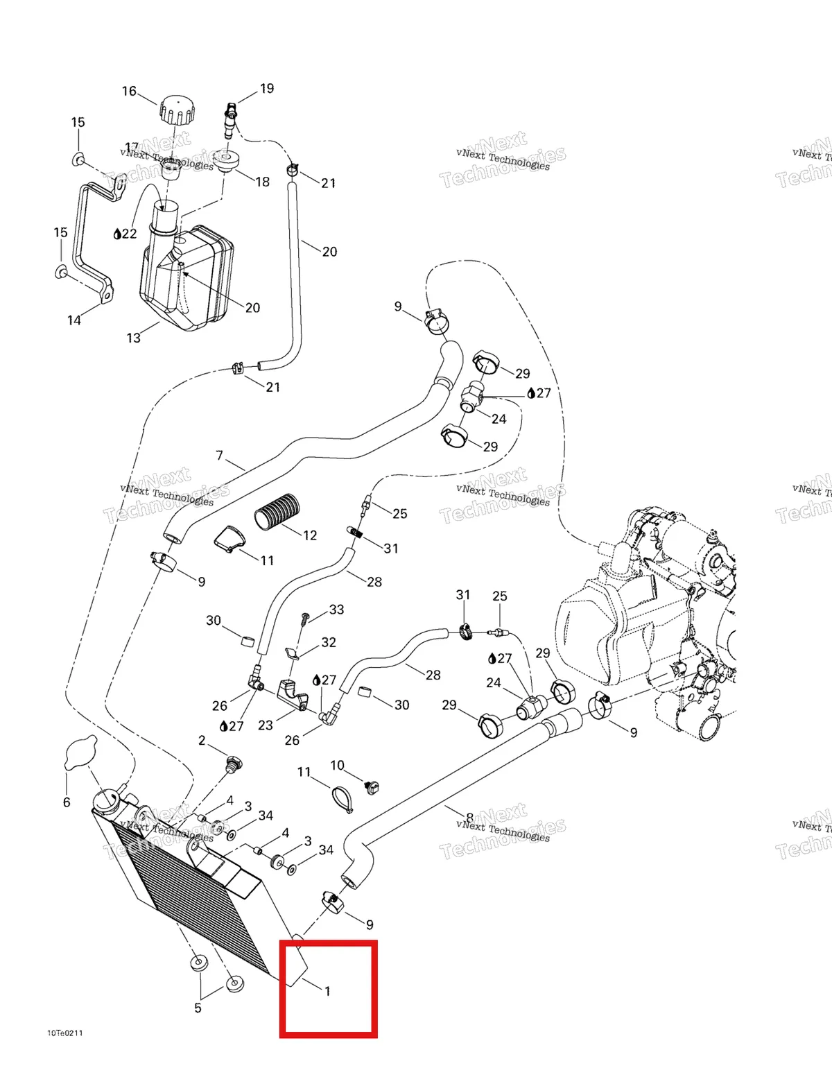 Деталь 709200090 на схеме узла 2003 Can-Am Rally Cooling System