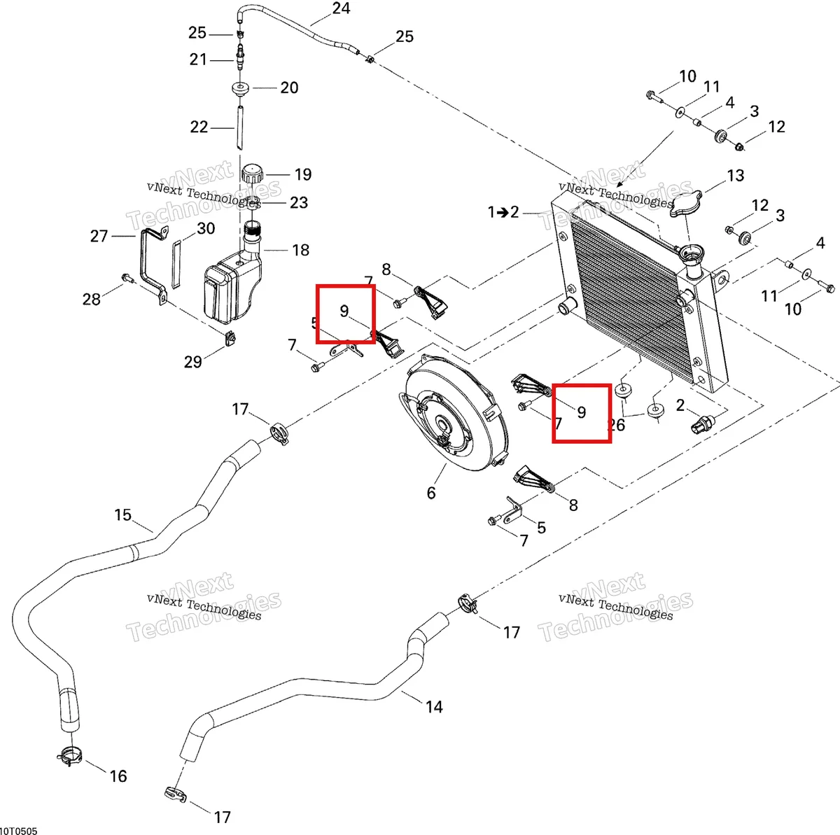 Деталь 709200095 на схеме узла 2005 Can-Am Outlander 330/400 STD 2 X 4 Cooling System
