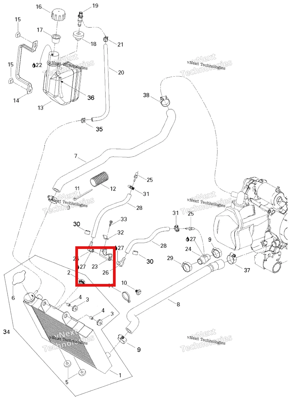 Деталь 709200096 на схеме узла 2007 Can-Am Rally 175 Cooling System