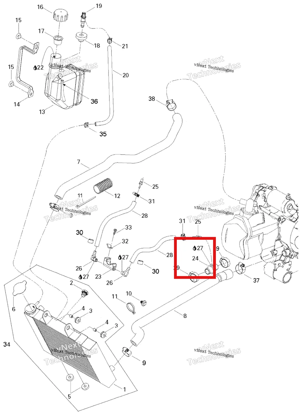 Деталь 709200097 на схеме узла 2007 Can-Am Rally 175 Cooling System