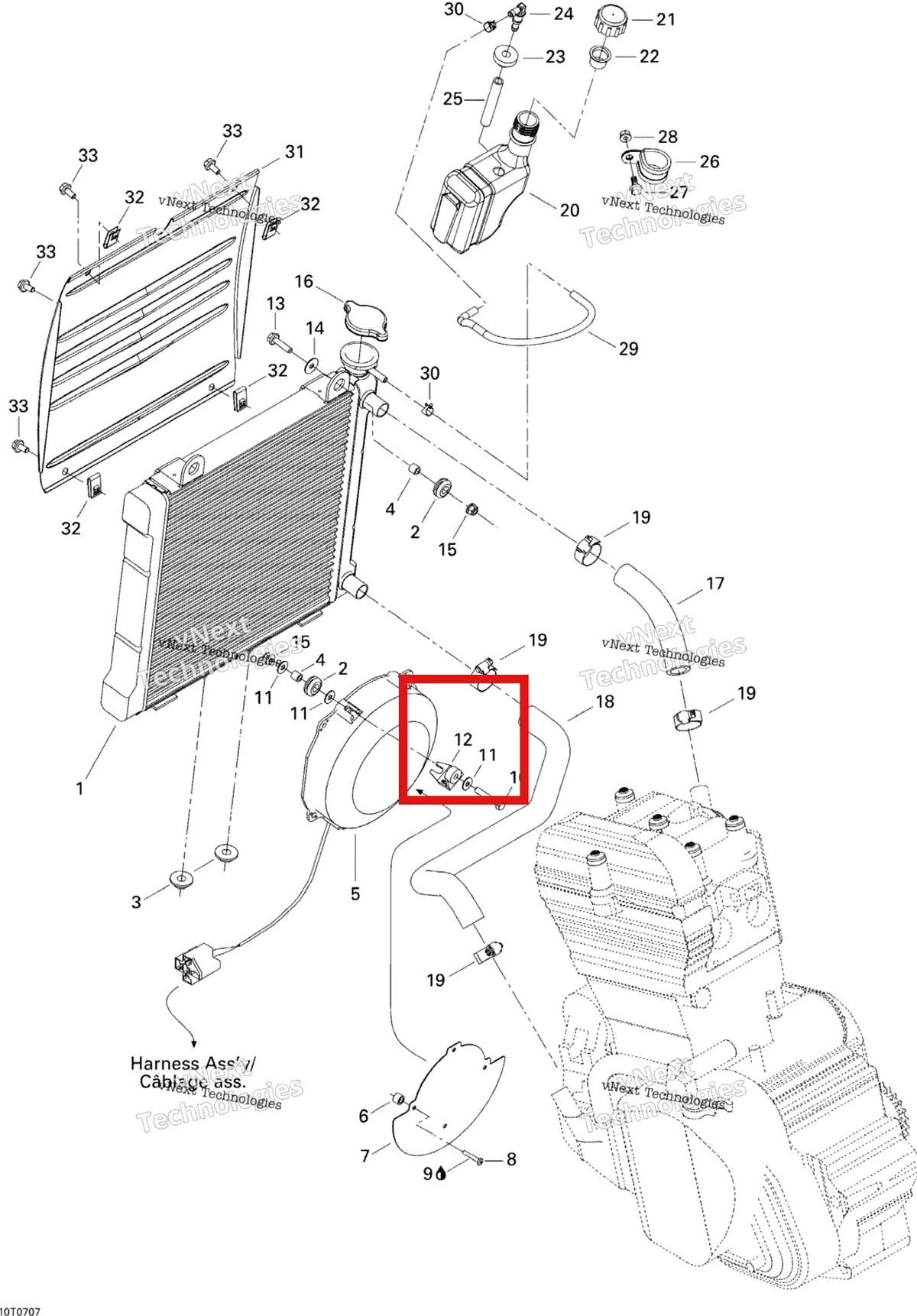 Деталь 709200104 на схеме узла 2007 Can-Am DS 650 X Cooling System