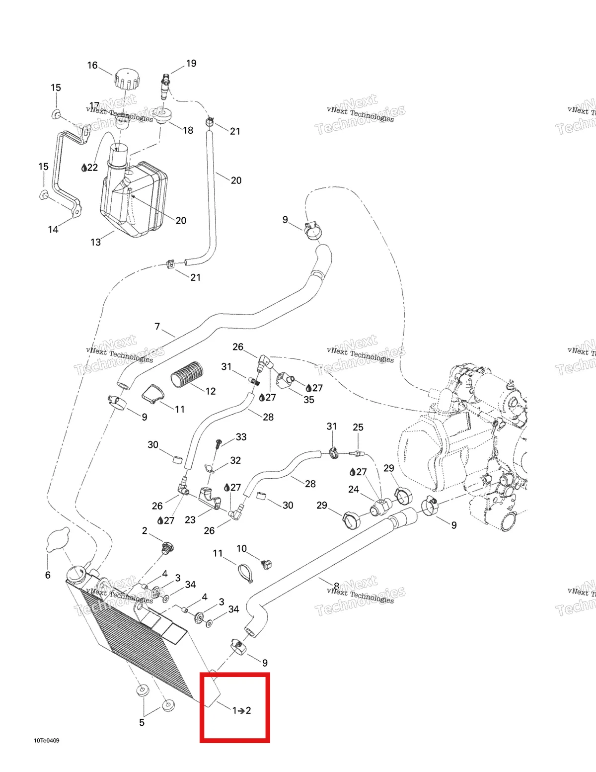 Деталь 709200106 на схеме узла 2004 Can-Am Rally 175 Cooling System