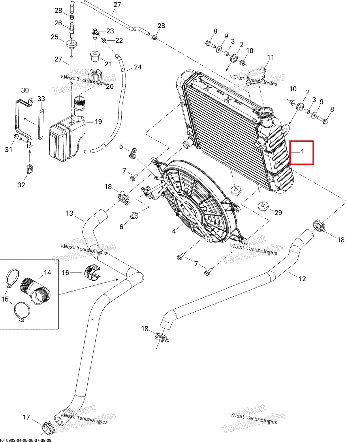 Деталь 709200120 на схеме узла 2009 Can-Am Outlander 650 EFI XT Cooling System