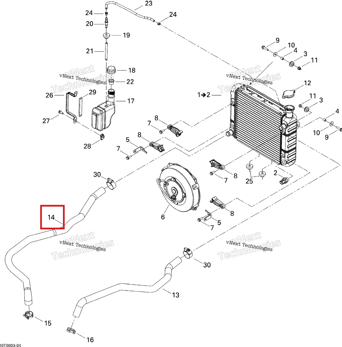 Деталь 709200123 на схеме узла 2008 Can-Am Outlander 400 STD Cooling System