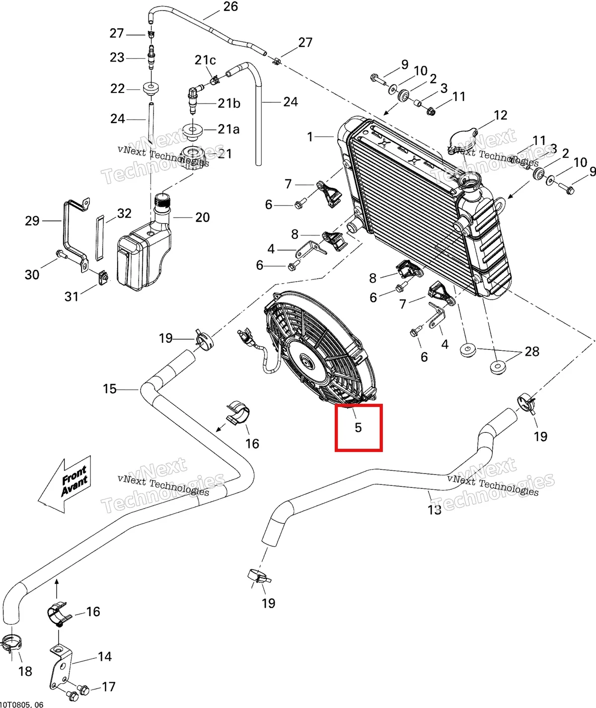 Деталь 709200124 на схеме узла 2008 Can-Am Outlander 400 EFI STD Cooling System