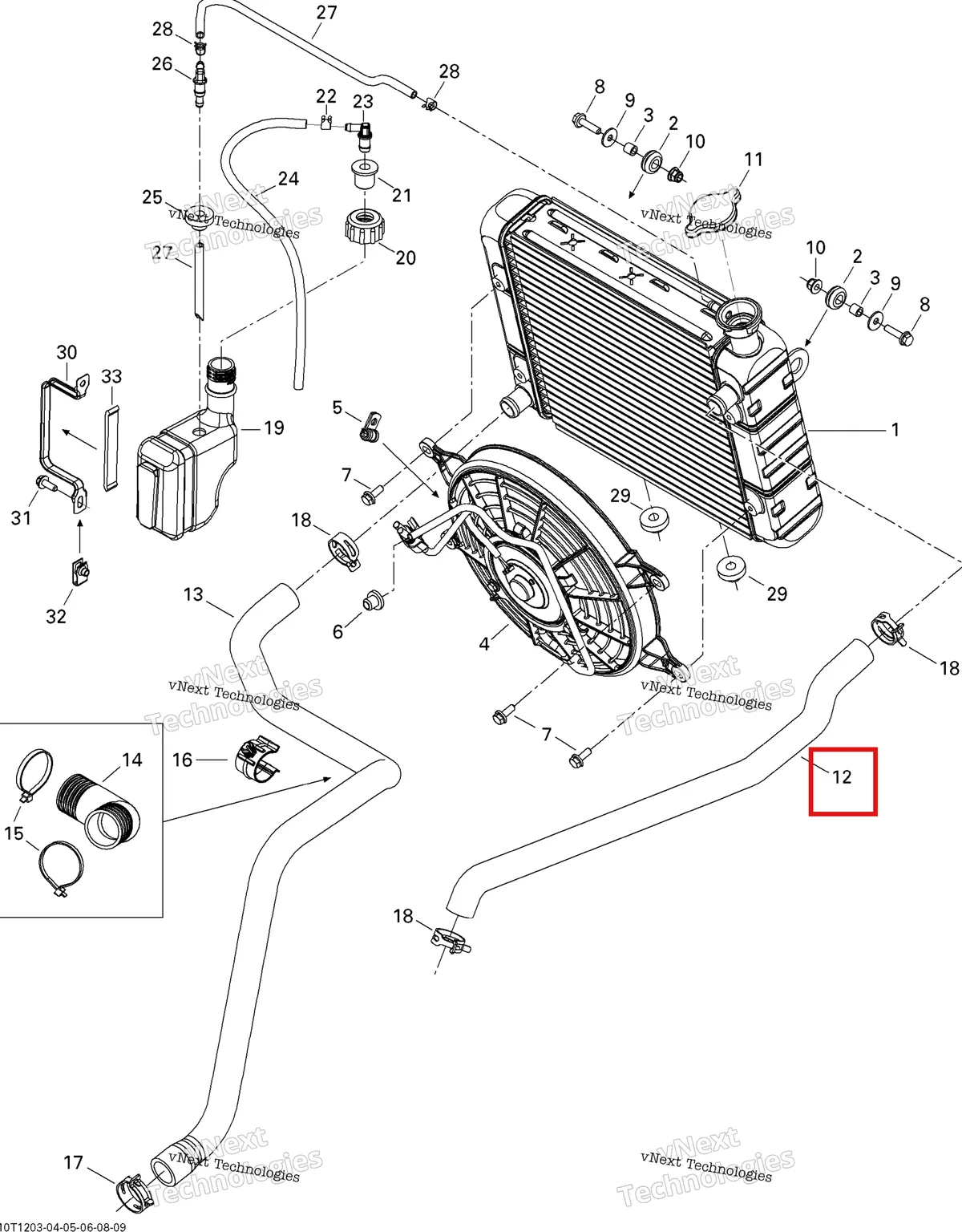 Деталь 709200130 на схеме узла 2012 Can-Am Outlander 500EFI STD & XT Cooling System