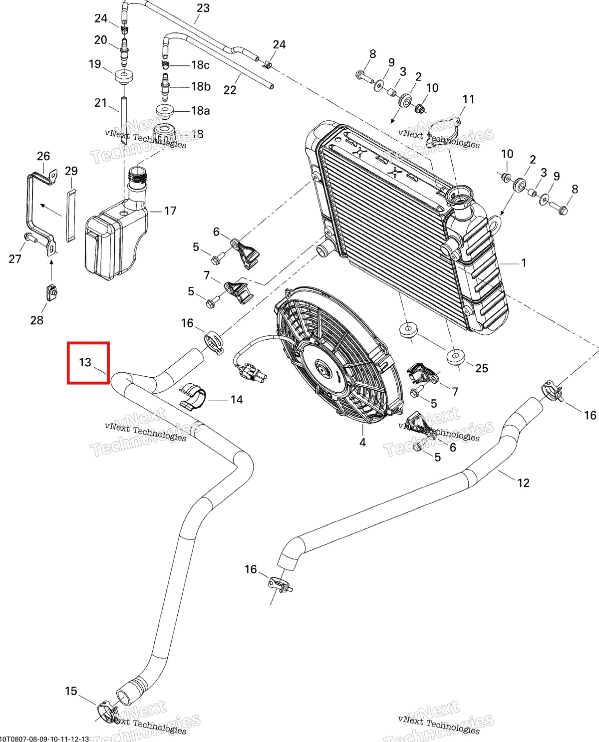 Деталь 709200131 на схеме узла 2008 Can-Am Outlander 500 STD Cooling System