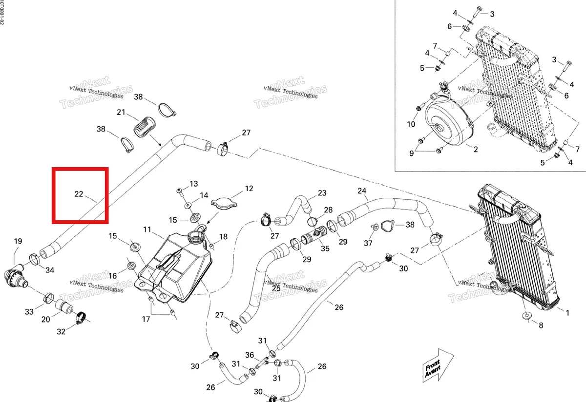 Деталь 709200153 на схеме узла 2008 Can-Am DS 450 X Cooling System