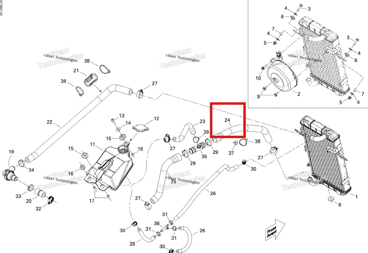 Деталь 709200154 на схеме узла 2008 Can-Am DS 450 X Cooling System