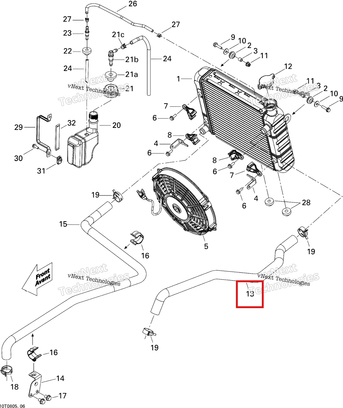 Деталь 709200170 на схеме узла 2008 Can-Am Outlander 400 EFI STD Cooling System
