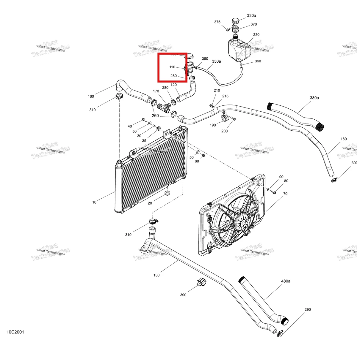 Деталь 709200179 на схеме узла 2020 Can-Am Commander 800R EFI Cooling System