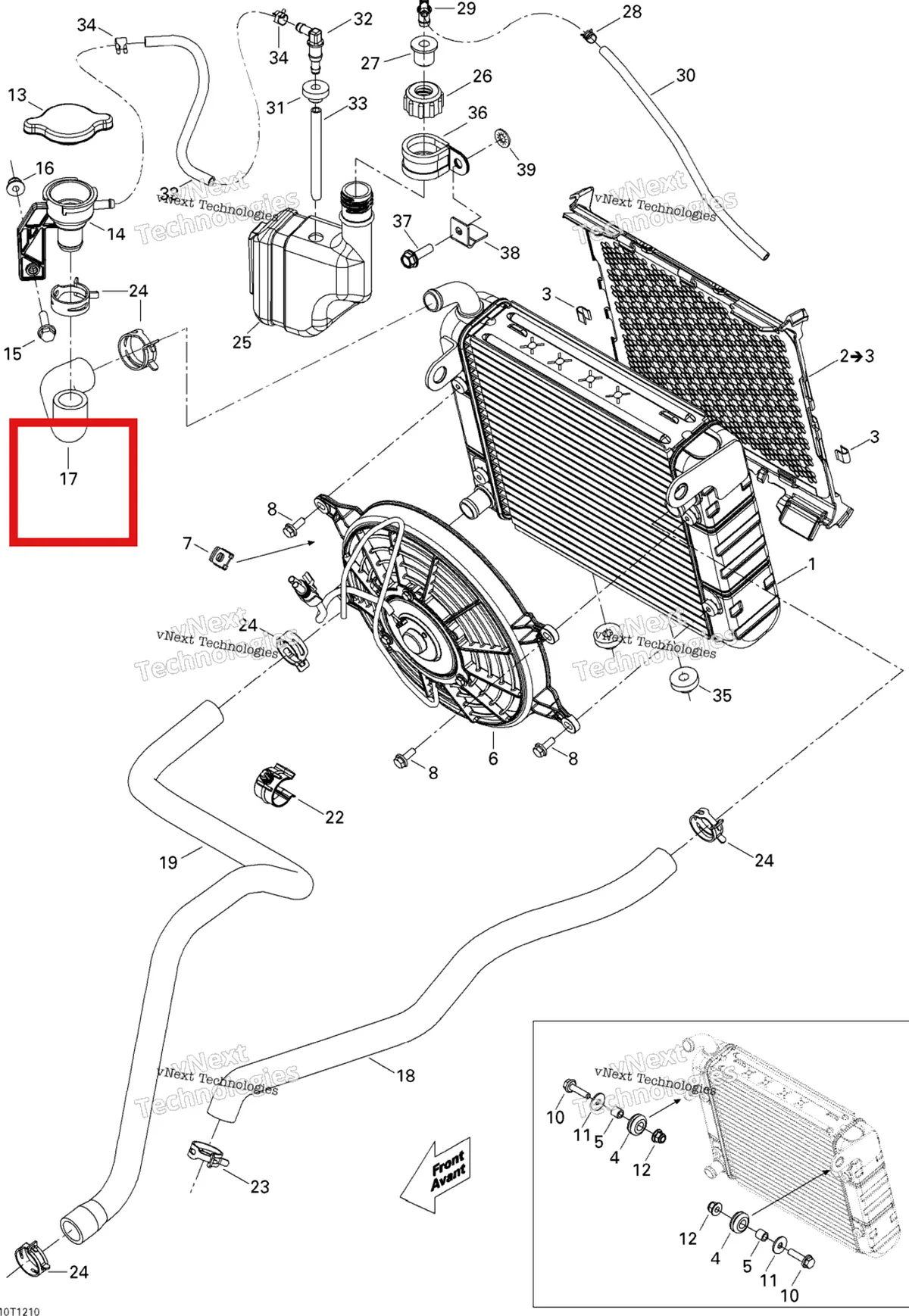 Деталь 709200180 на схеме узла 2012 Can-Am Renagade 500EFI STD Cooling System