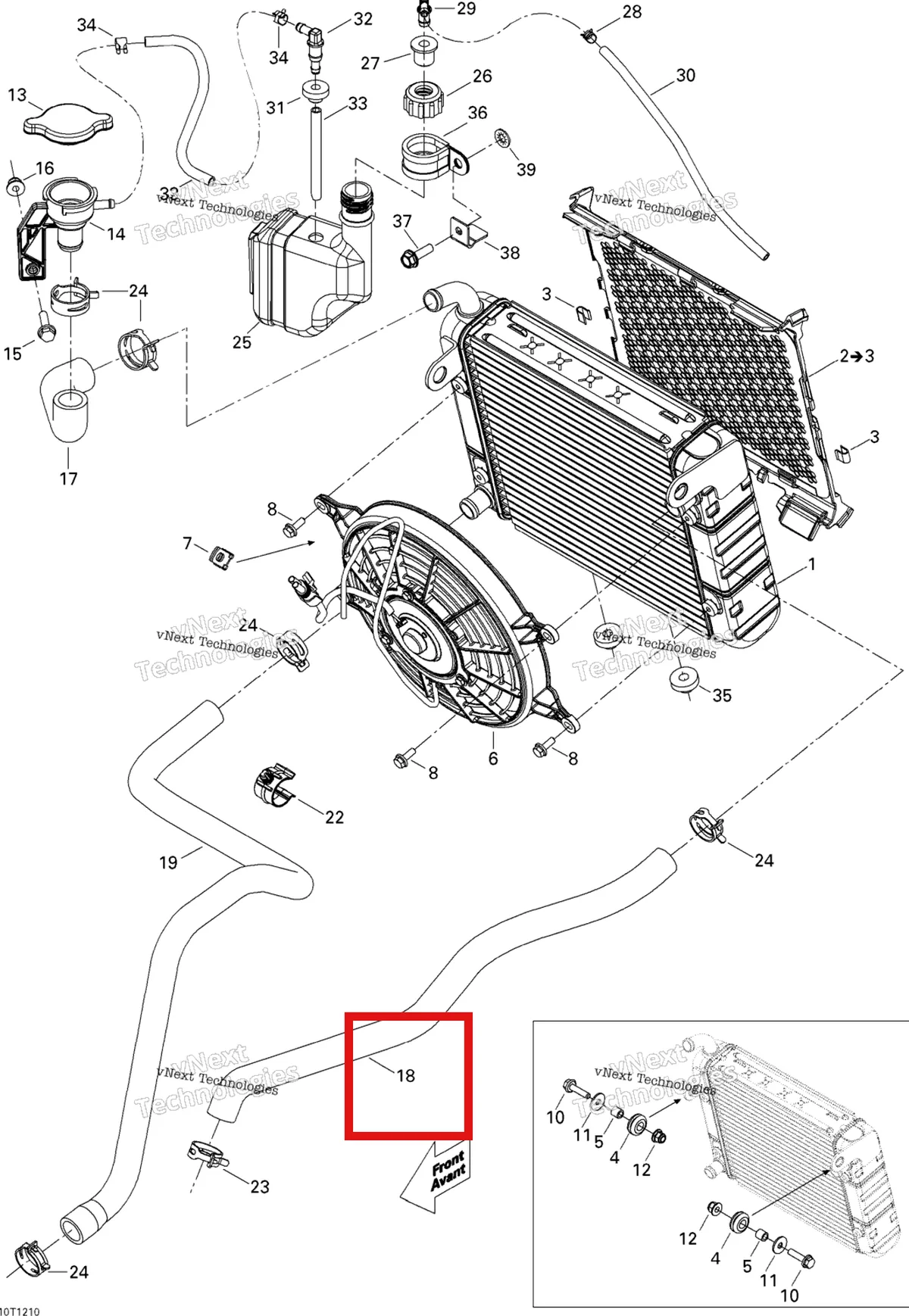 Деталь 709200182 на схеме узла 2012 Can-Am Renagade 500EFI STD Cooling System