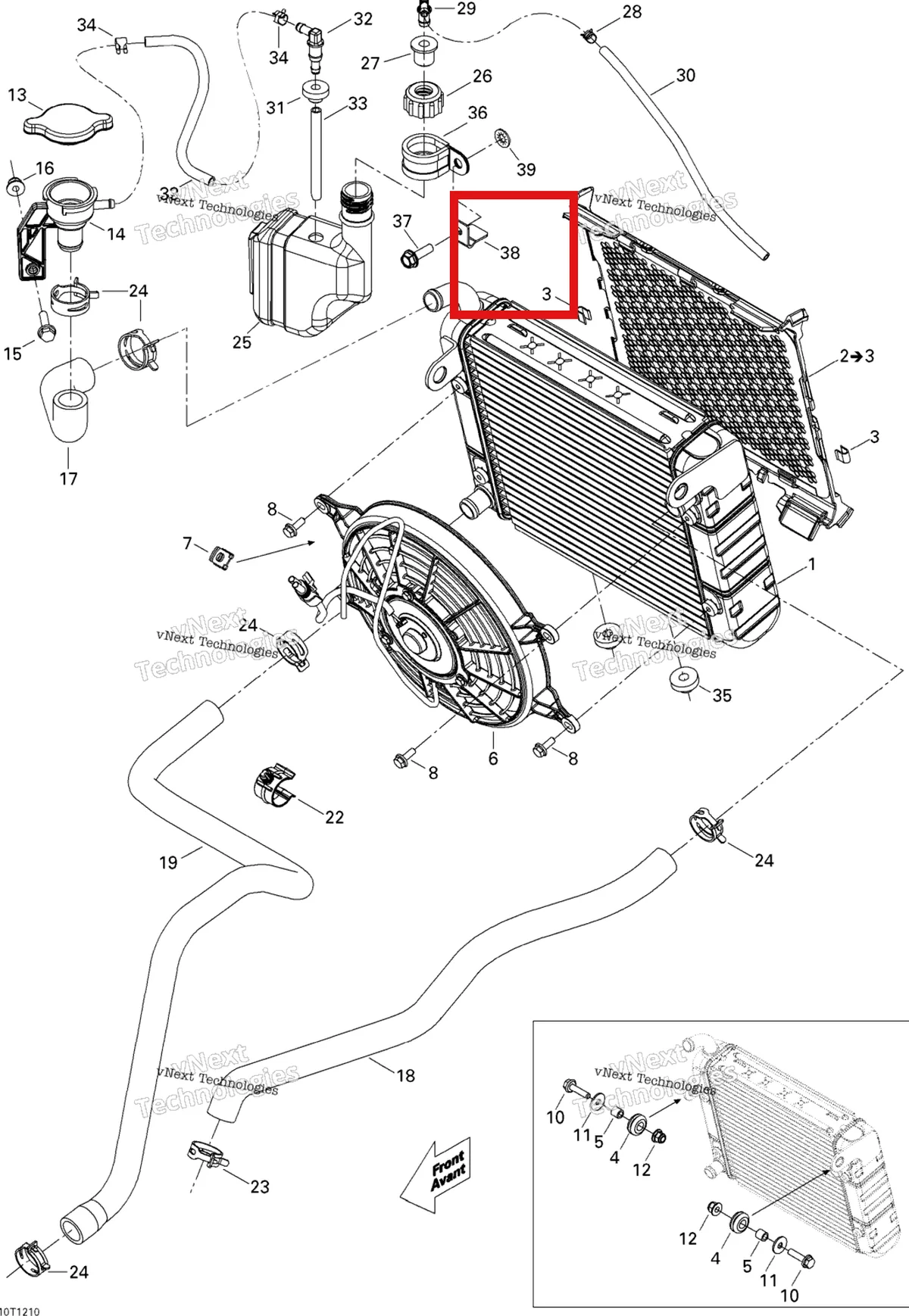 Деталь 709200209 на схеме узла 2012 Can-Am Renagade 500EFI STD Cooling System