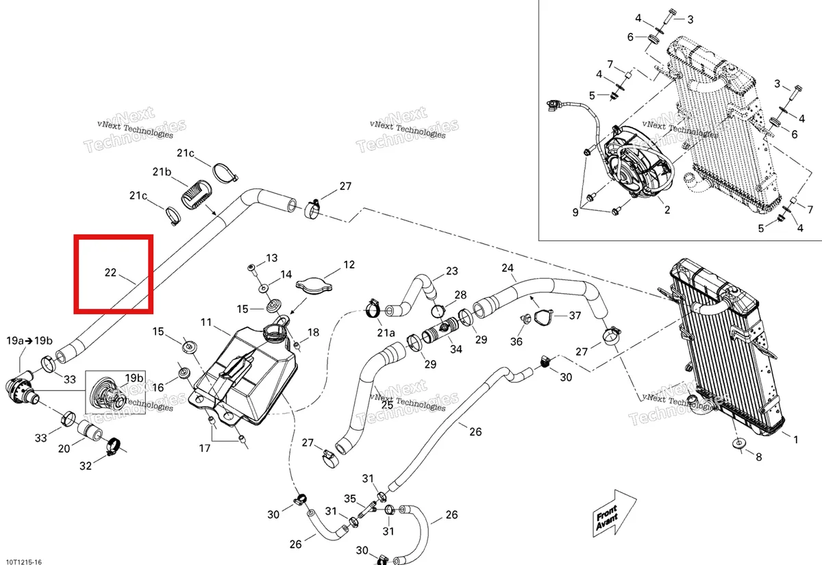 Деталь 709200236 на схеме узла 2015 Can-Am DS 450EFI STD Cooling System
