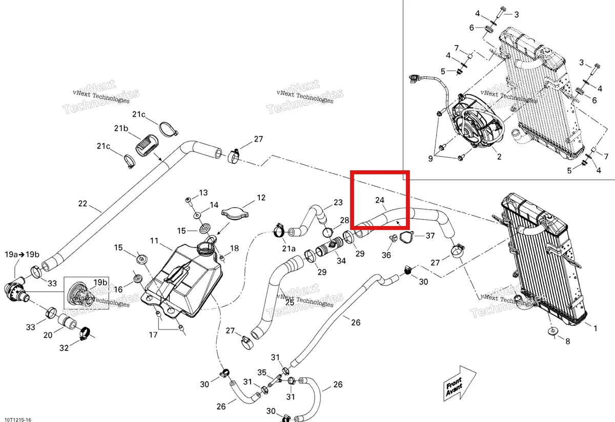 Деталь 709200237 на схеме узла 2015 Can-Am DS 450EFI STD Cooling System