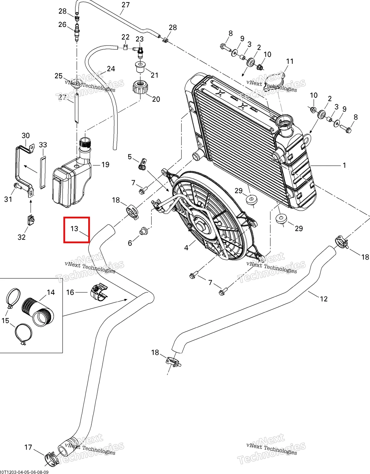 Деталь 709200246 на схеме узла 2012 Can-Am Outlander 500EFI STD & XT Cooling System