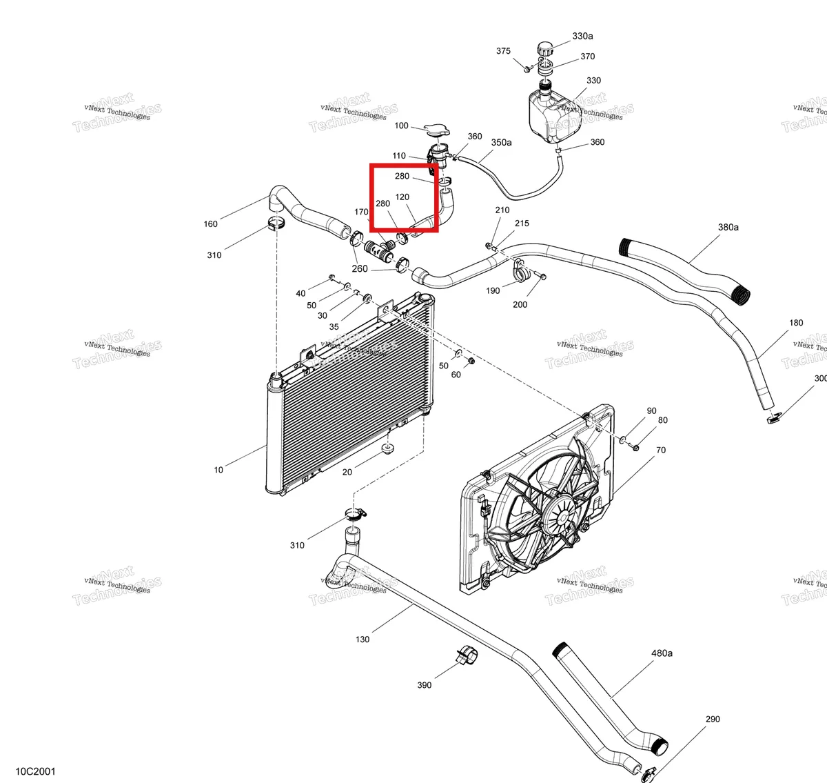 Деталь 709200264 на схеме узла 2020 Can-Am Commander 800R EFI Cooling System