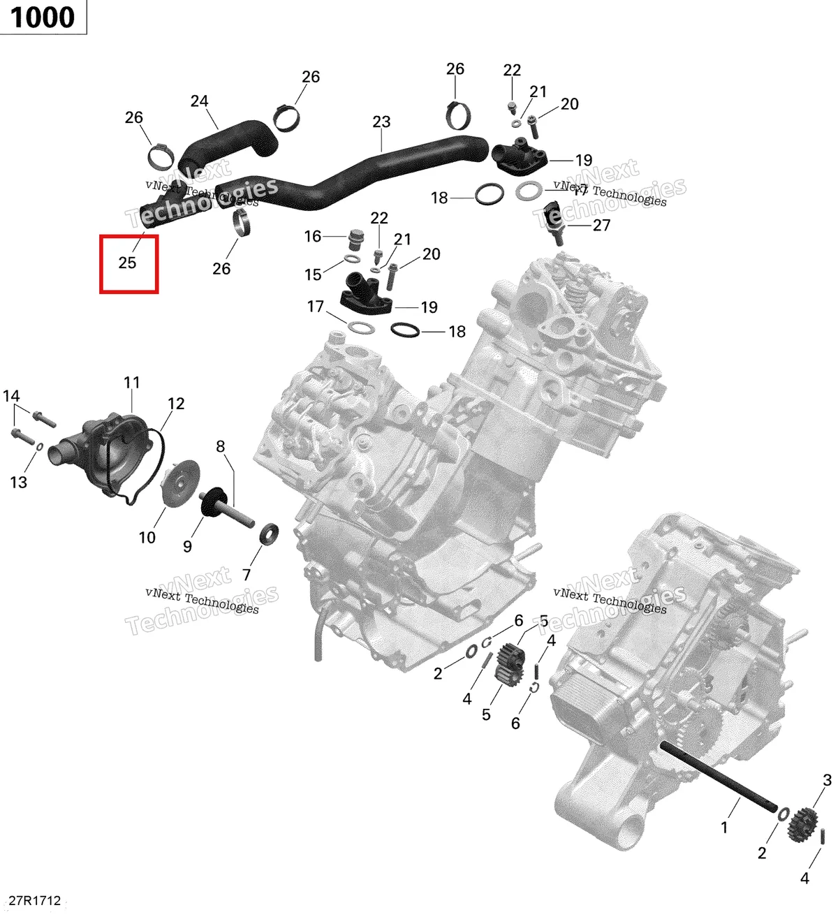 Деталь 709200273 на схеме узла 2018 Can-Am OUTLANDER 6X6 - 1000 EFI Engine Cooling - 1000 Efi