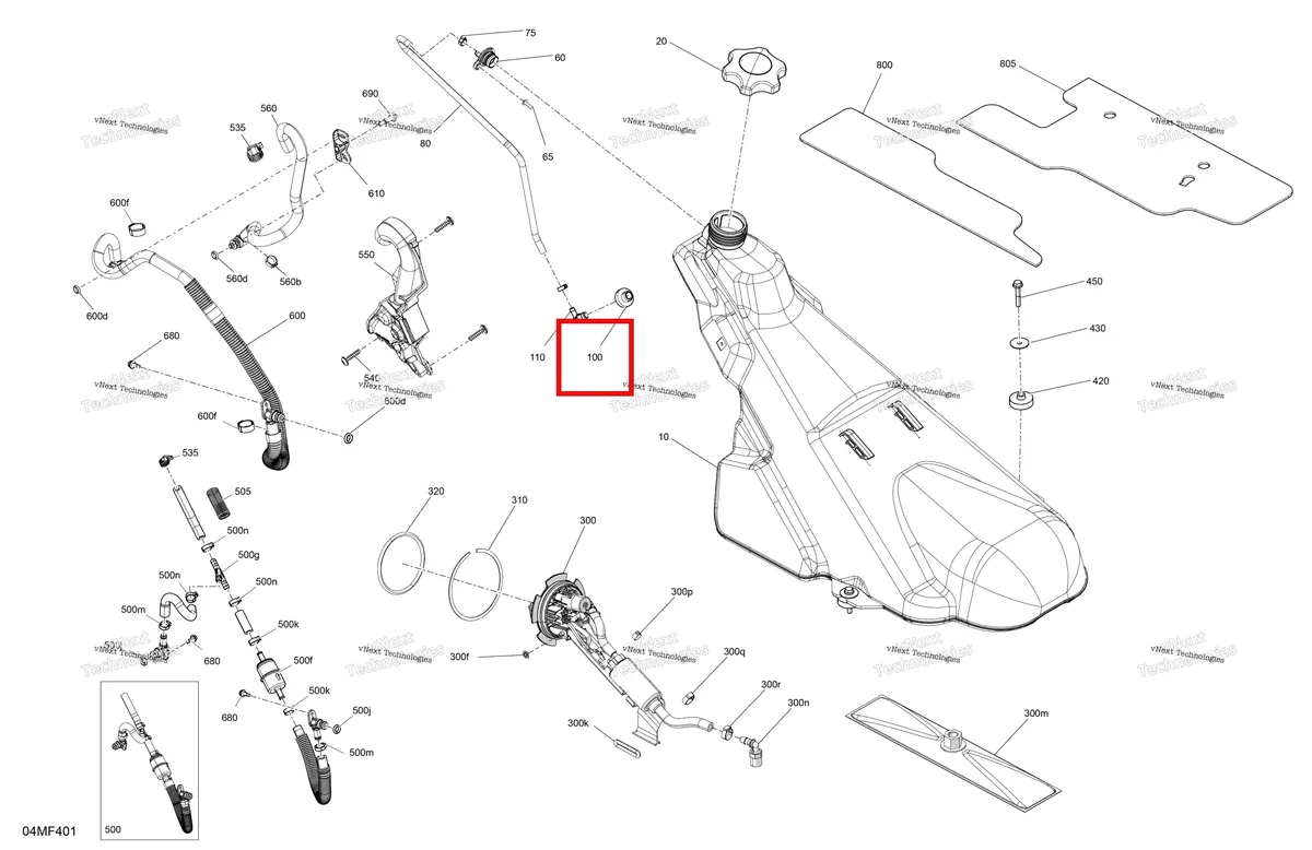Деталь 709200285 (Уплотнитель резиновый) на схеме узла 2026 Ski-Doo MXZ - RACING - 600 RS - BMTA - Neo Yellow - 15X137X1.75R Track Engine - Fuel