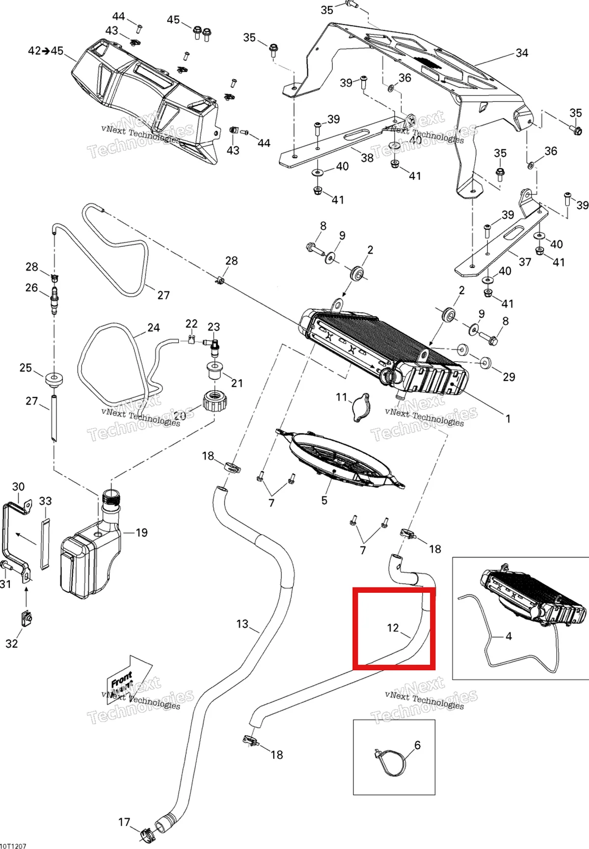 Деталь 709200334 на схеме узла 2012 Can-Am Outlander 800REFI Xmr Cooling System