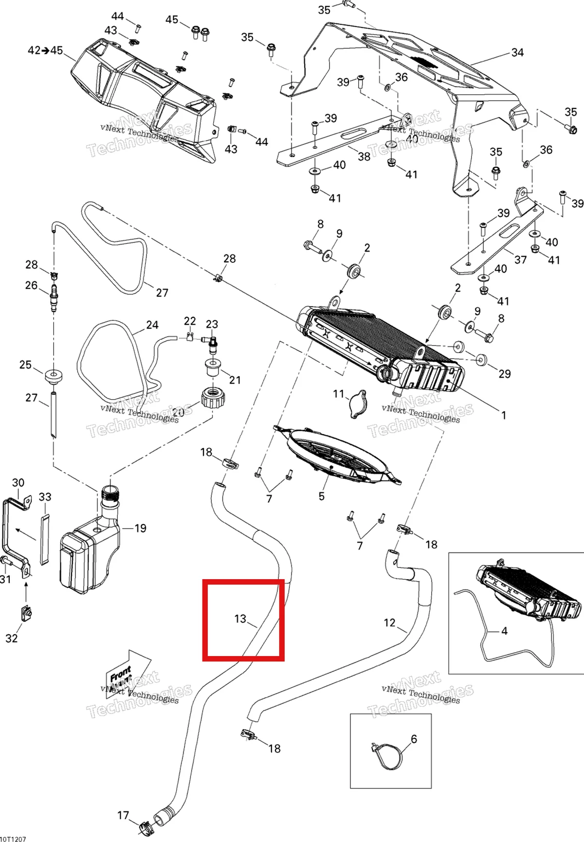 Деталь 709200335 на схеме узла 2012 Can-Am Outlander 800REFI Xmr Cooling System