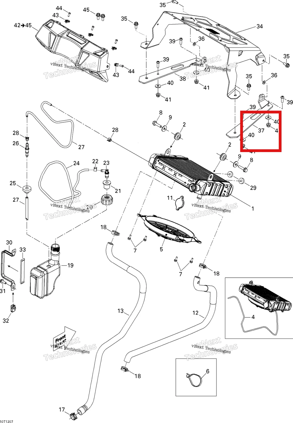 Деталь 709200353 на схеме узла 2012 Can-Am Outlander 800REFI Xmr Cooling System