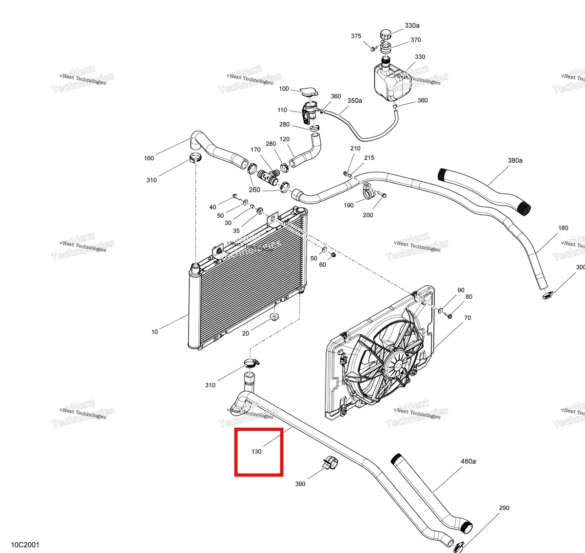 Деталь 709200355 на схеме узла 2020 Can-Am Commander 800R EFI Cooling System
