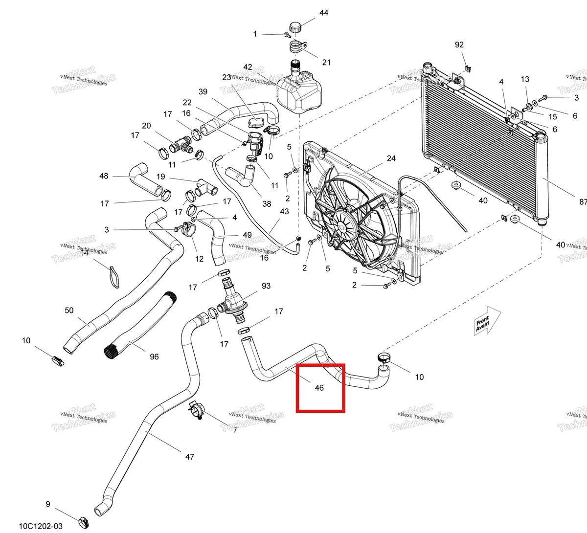 Деталь 709200378 на схеме узла 2012 Can-Am Commander LTD, 1000 EFI Cooling System
