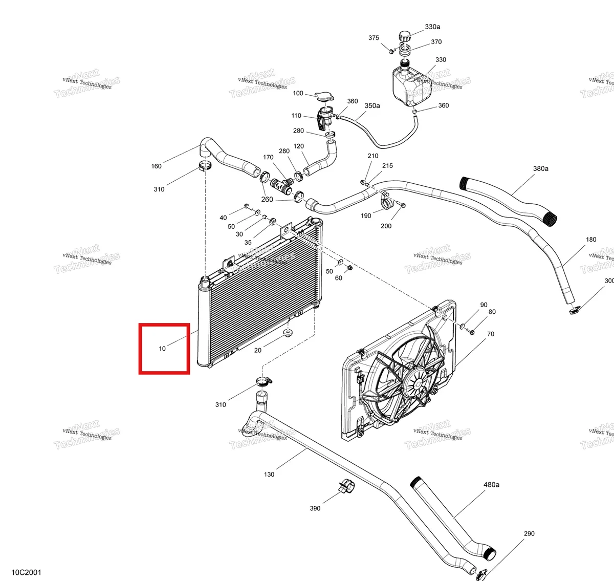 Деталь 709200395 на схеме узла 2020 Can-Am Commander 800R EFI Cooling System