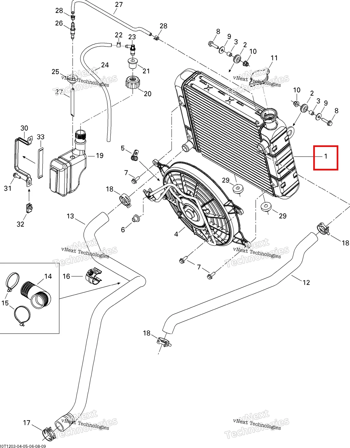 Деталь 709200410 на схеме узла 2012 Can-Am Outlander 500EFI STD & XT Cooling System
