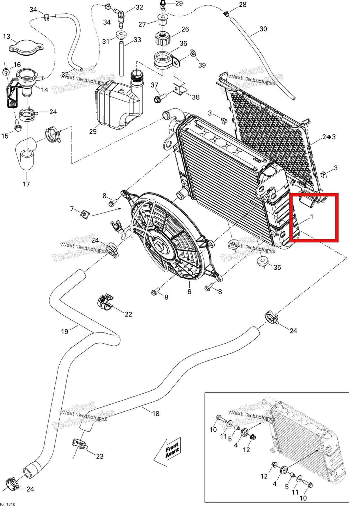 Деталь 709200411 на схеме узла 2012 Can-Am Renagade 500EFI STD Cooling System
