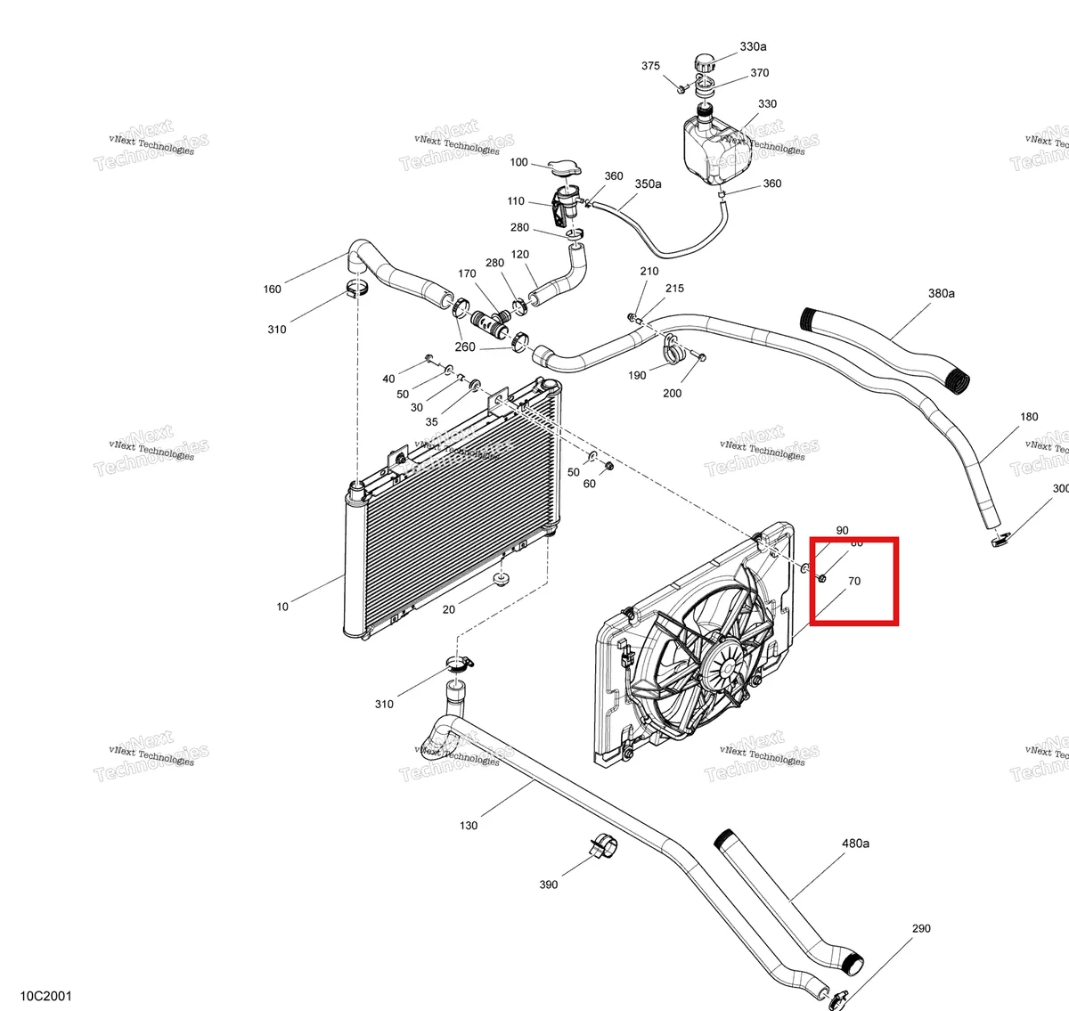Деталь 709200566 на схеме узла 2020 Can-Am Commander 800R EFI Cooling System