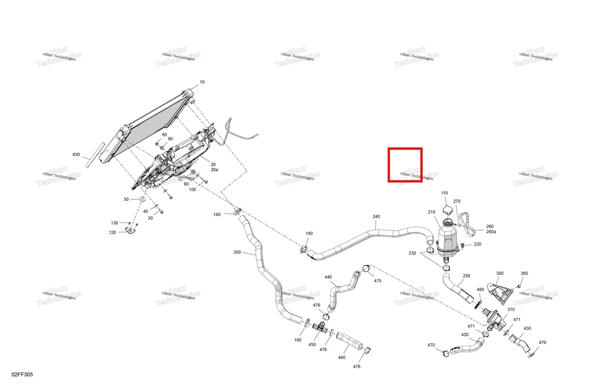 Деталь 709201126 (Радиатор Can-Am Outlander 4x4 XT 1000R (2025) (709201126)) на схеме узла 2026 Can-Am OUTLANDER - 4X4 - BACKCOUNTRY - 1000R - 4NTA - CALI - Dark Camo Engine - Cooling