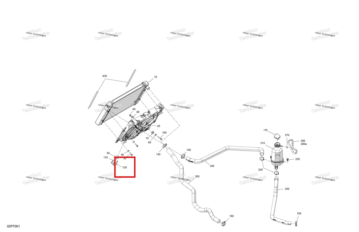 Деталь 709201149 (Радиатор опора Can-Am Outlander 4x4 XT 1000R (2025) (709201149)) на схеме узла 2026 Can-Am OUTLANDER - 4X4 - XT - 700 - 1GTA - Platinum Silver Satin Engine - Cooling