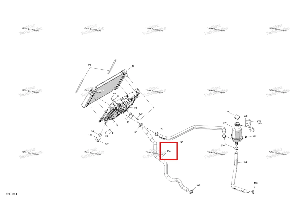 Деталь 709201483 (Охлаждающая жидкость шланг Can-Am Outlander 4x4 DPS 700 (2025) (709201483)) на схеме узла 2026 Can-Am OUTLANDER - 4X4 - XT - 700 - 1GTA - Platinum Silver Satin Engine - Cooling