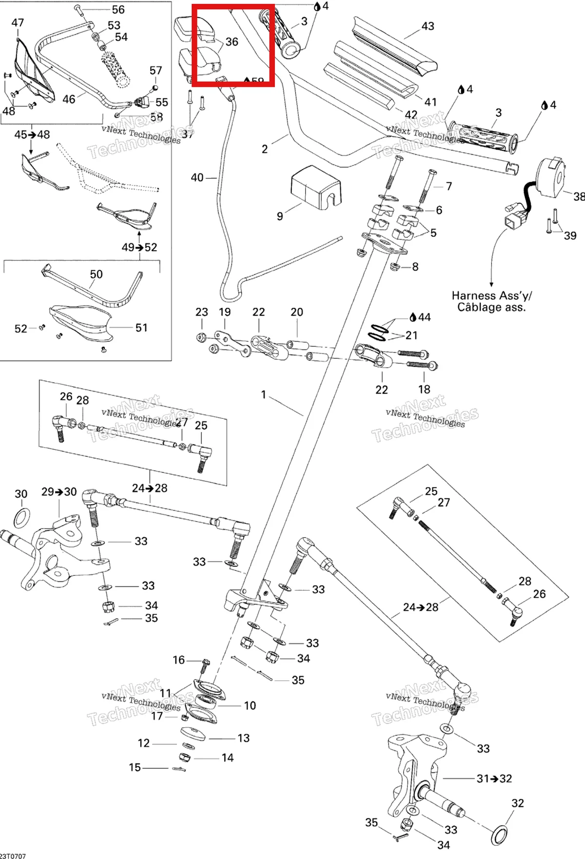 Деталь 709400016 на схеме узла 2007 Can-Am DS 650 X Steering System
