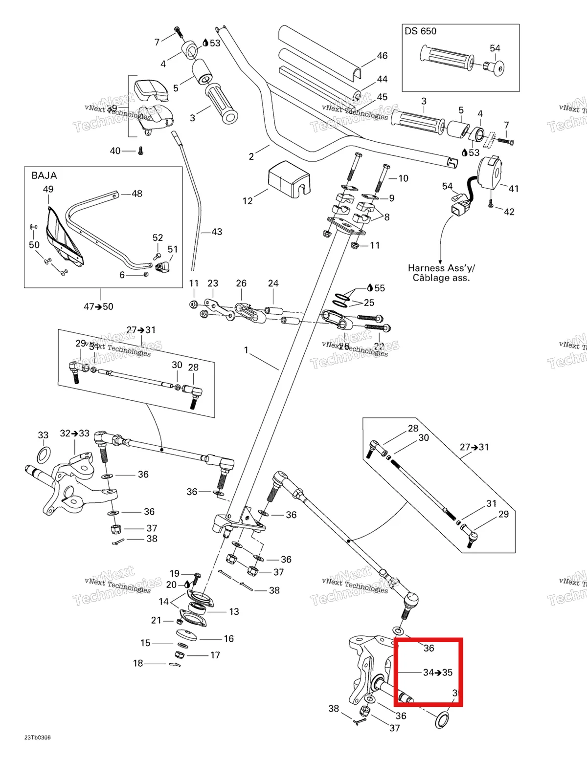Деталь 709400044 на схеме узла 2003 Can-Am DS 650 Baja Steering System