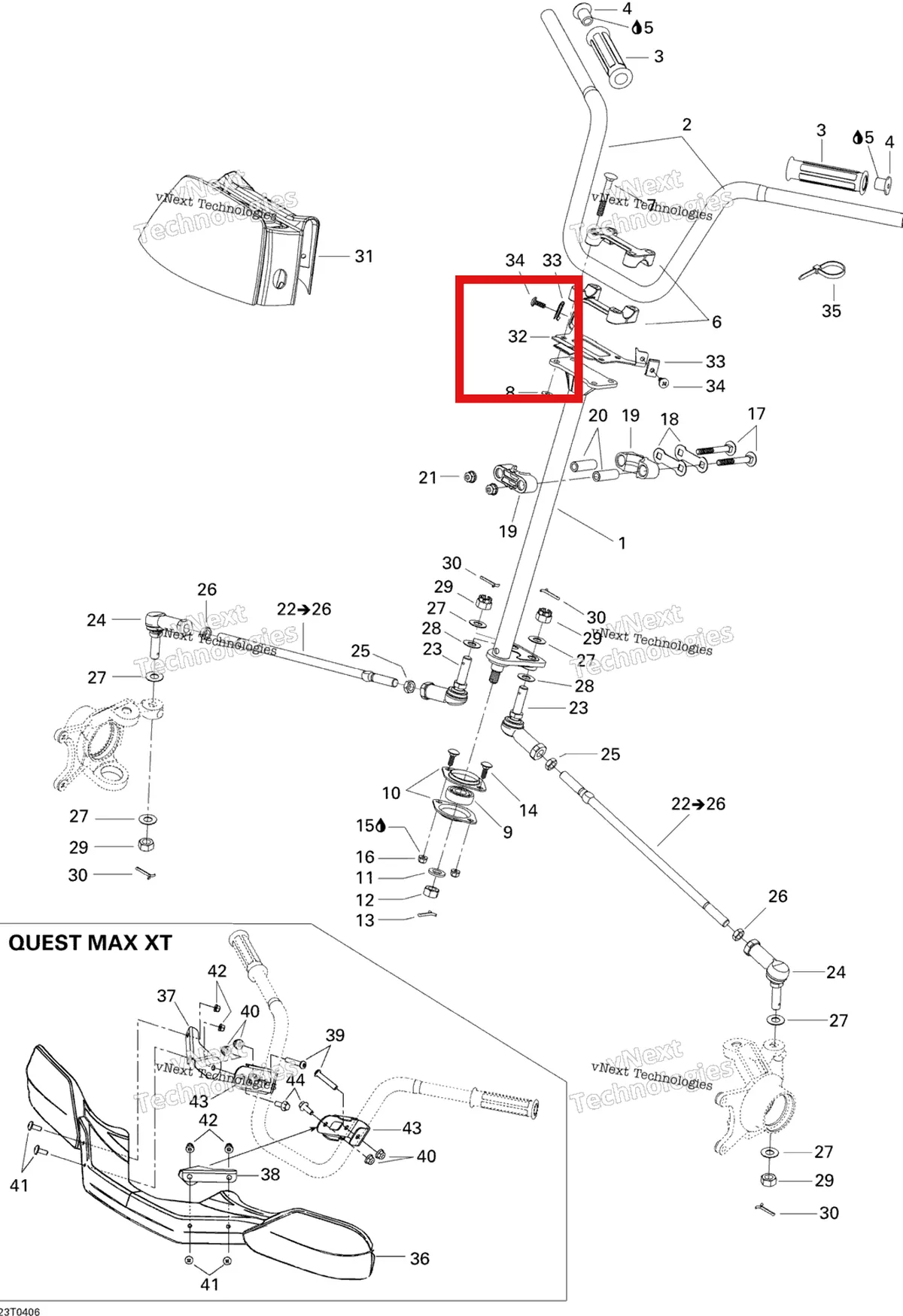 Деталь 709400077 на схеме узла 2004 Can-Am Quest MAX Steering System