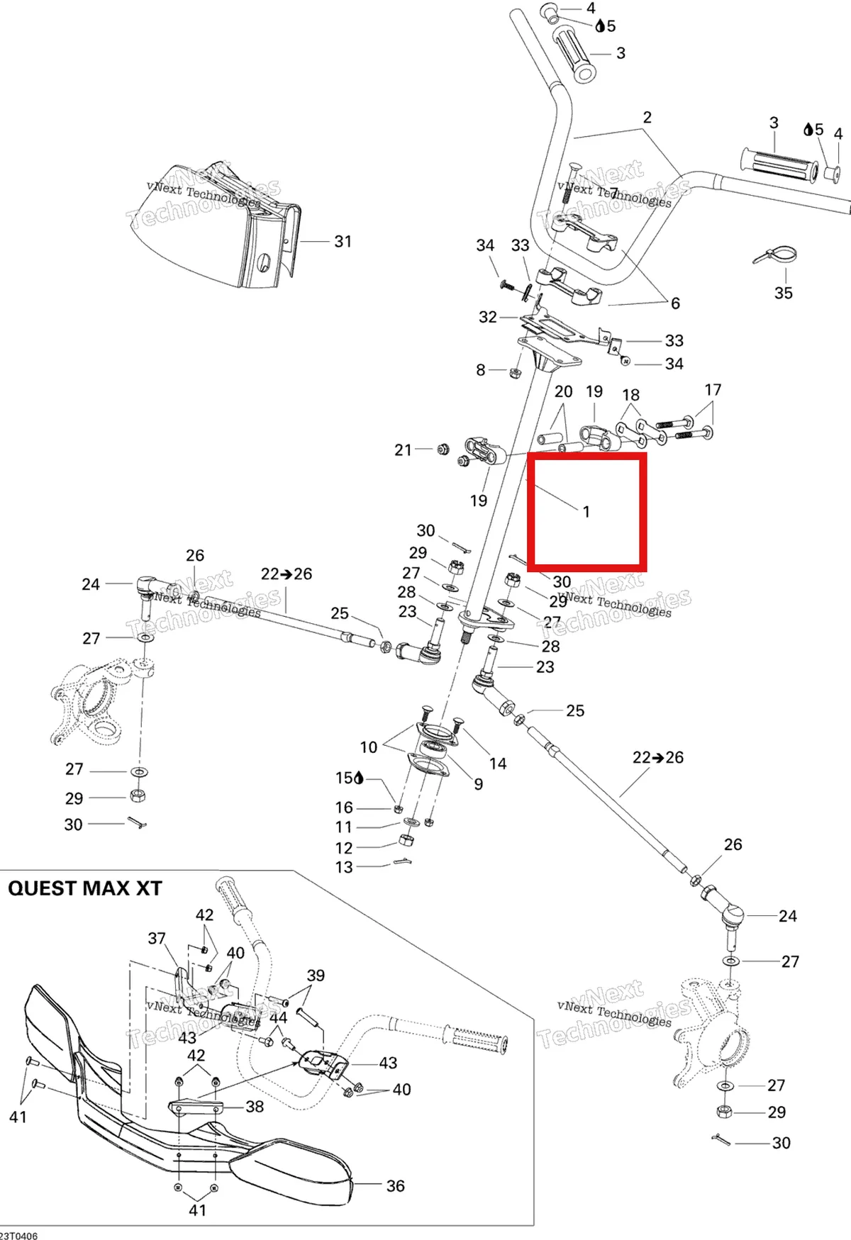 Деталь 709400089 на схеме узла 2004 Can-Am Quest MAX Steering System