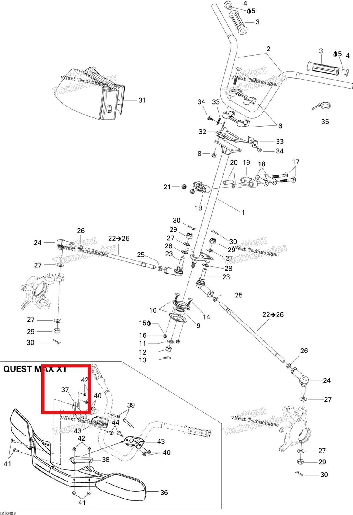 Деталь 709400116 на схеме узла 2004 Can-Am Quest MAX Steering System